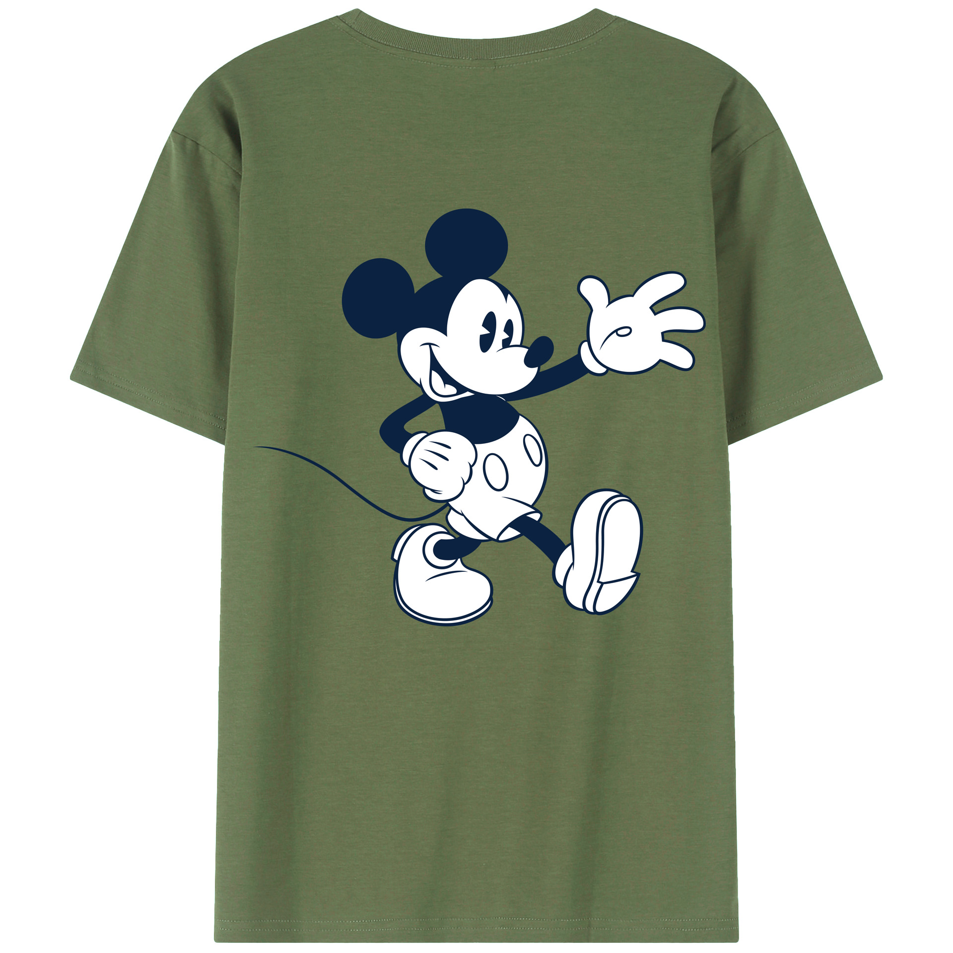 ミッキーマウス Mickey Mouse 綿100％ メンズ半袖Tシャツ（バックプリント） 通気性